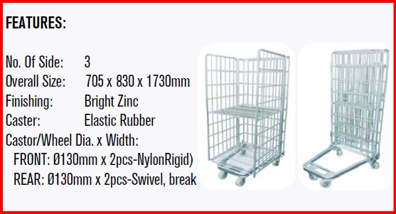H-Duty Roll Container With Mid-Shelf